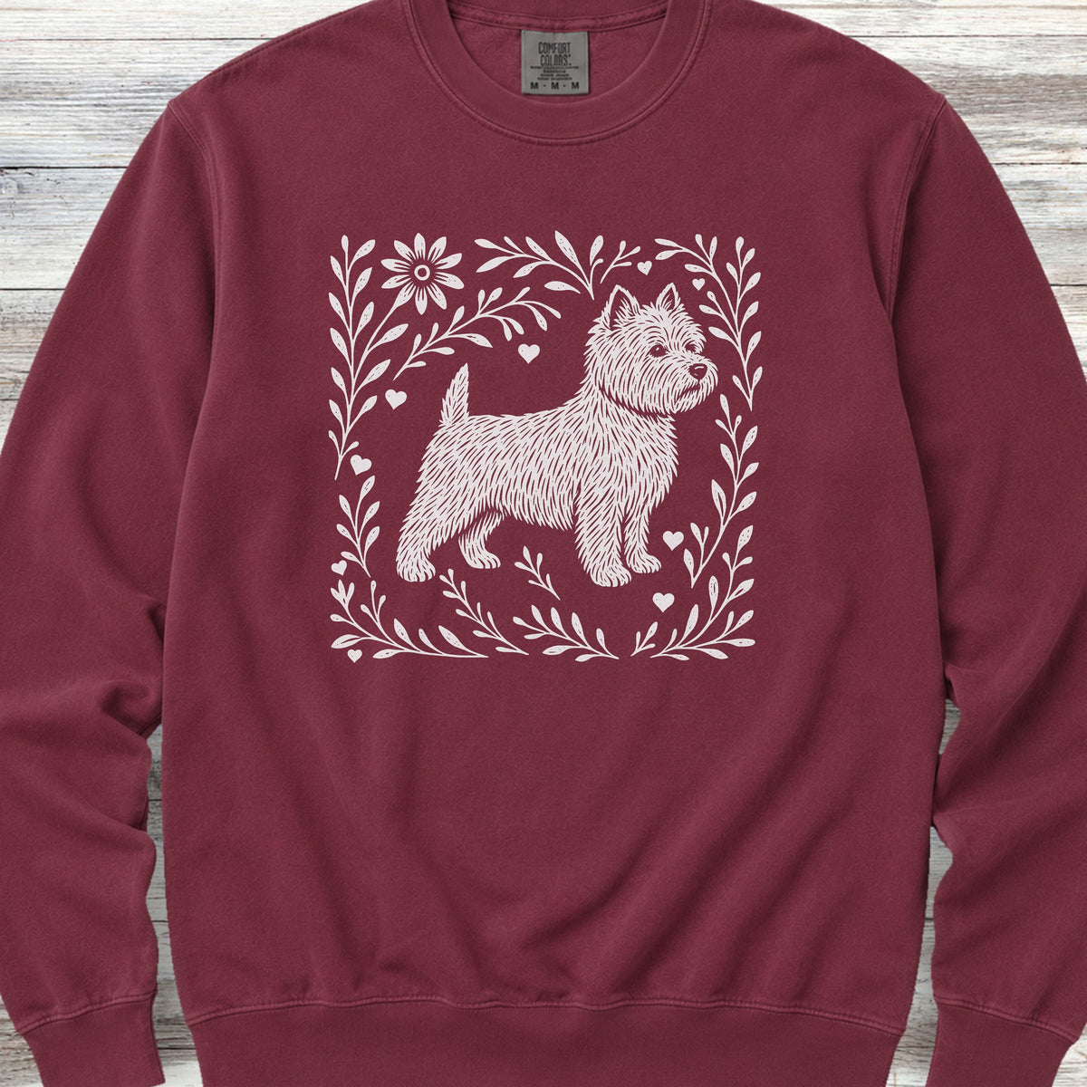 West Highland Linocut Sweatshirt - Crimson