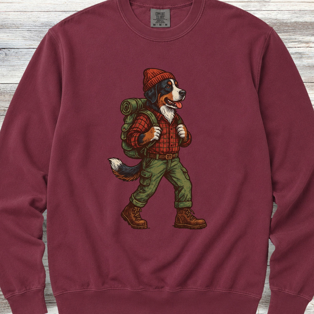Bernese Mountain Dog Hiking Sweatshirt - Crimson