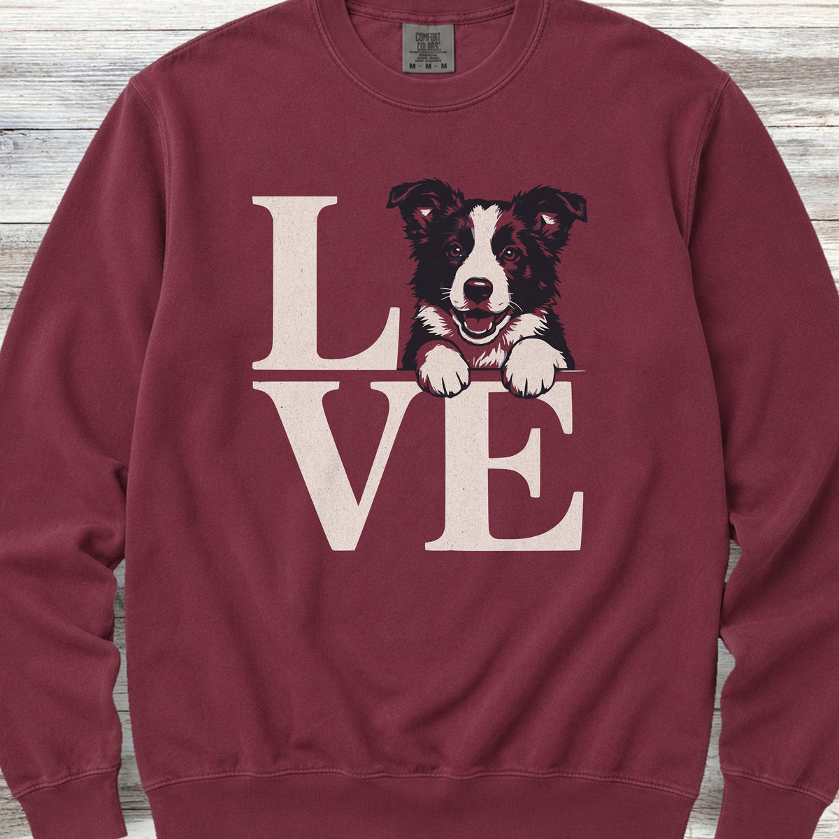 Border Collie Puppy Love Sweatshirt - Crimson