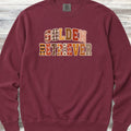 Golden Retriever Fall Faux Patchwork Sweatshirt - Crimson