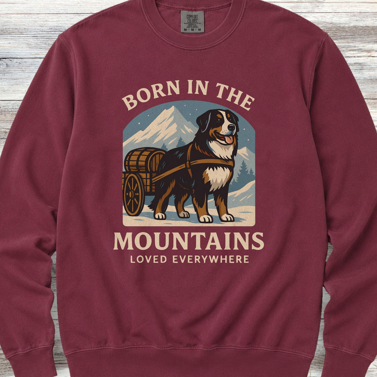 Bernese Mountain Dog Born Sweatshirt - Crimson