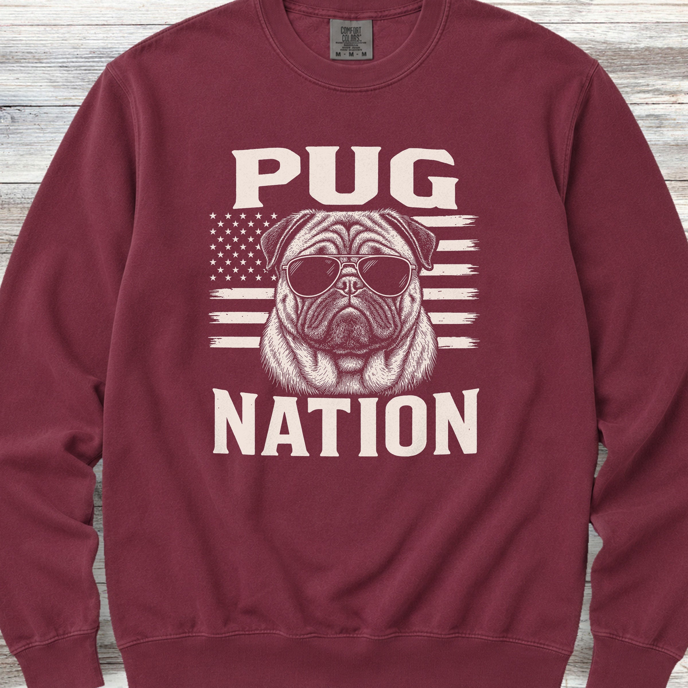 Pug Nation Sweatshirt - Crimson