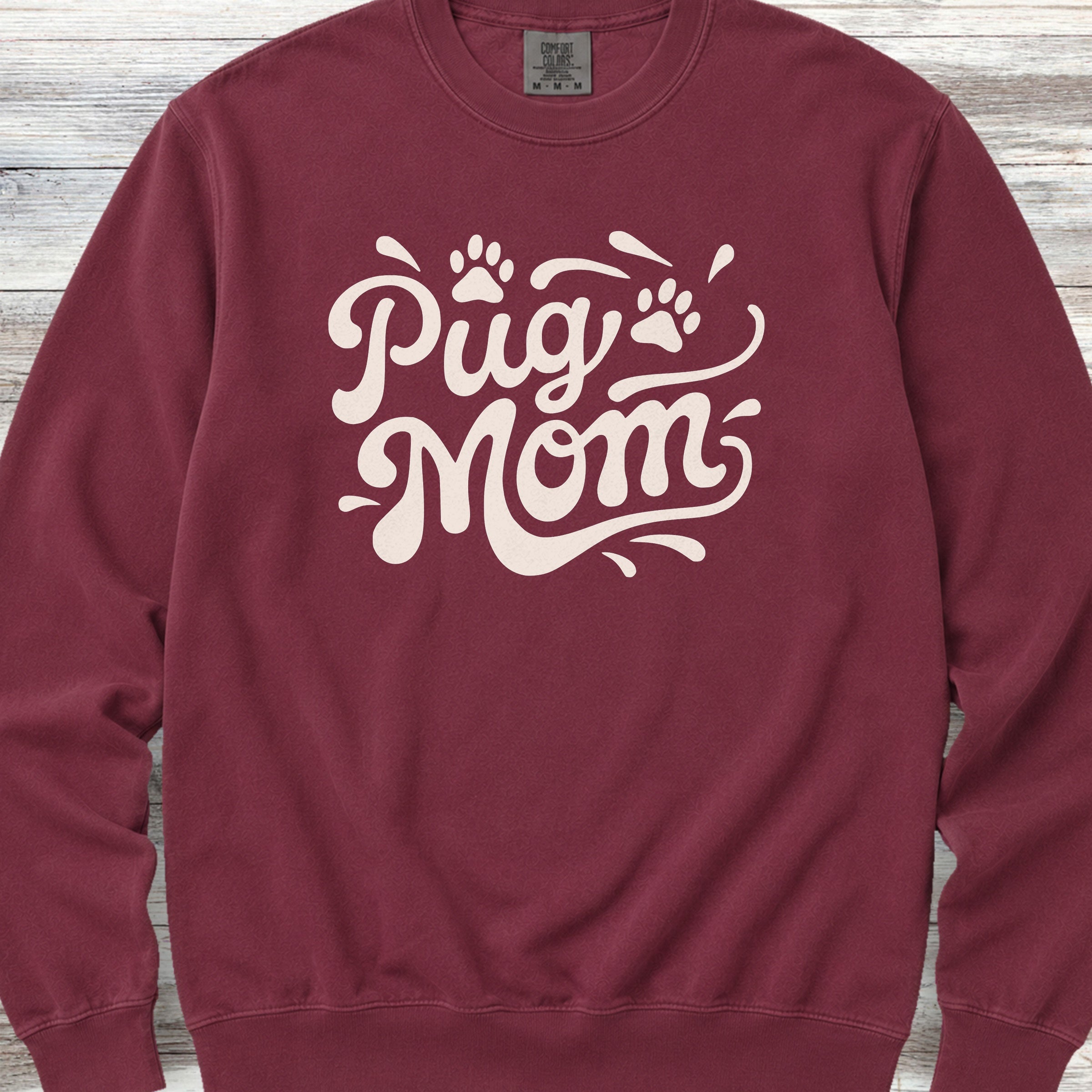 Pug Groovy Mom Sweatshirt - Crimson