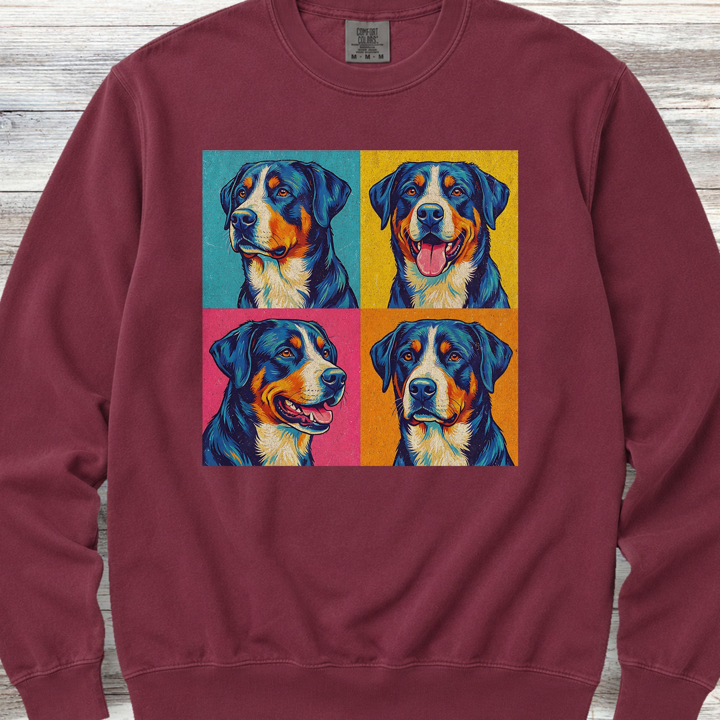 Swiss Mountain Dog Pop Art Sweatshirt - Crimson