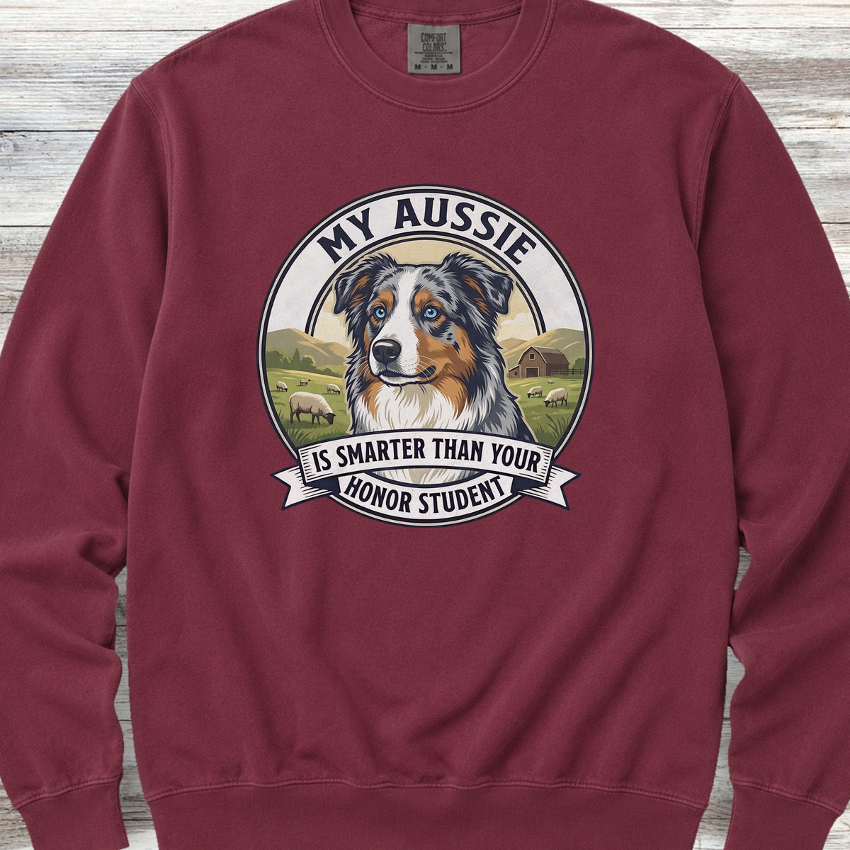 Australian Shepherd Aussie Smart Sweatshirt - Crimson