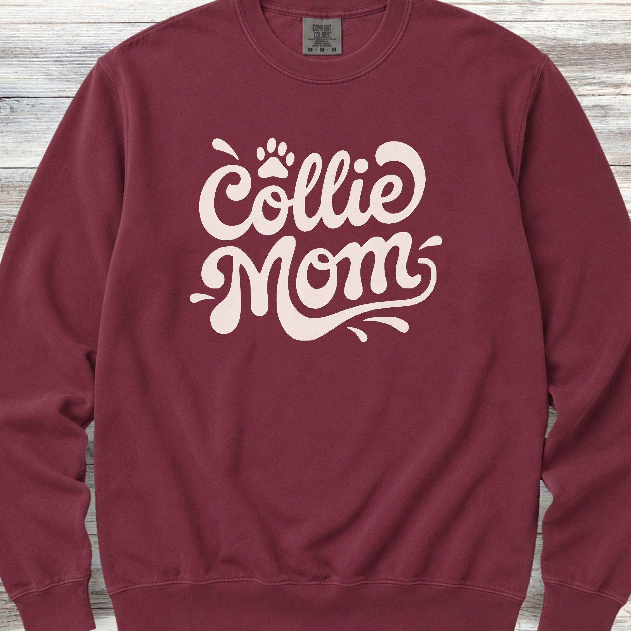 Collie Groovy Mom Sweatshirt - Crimson