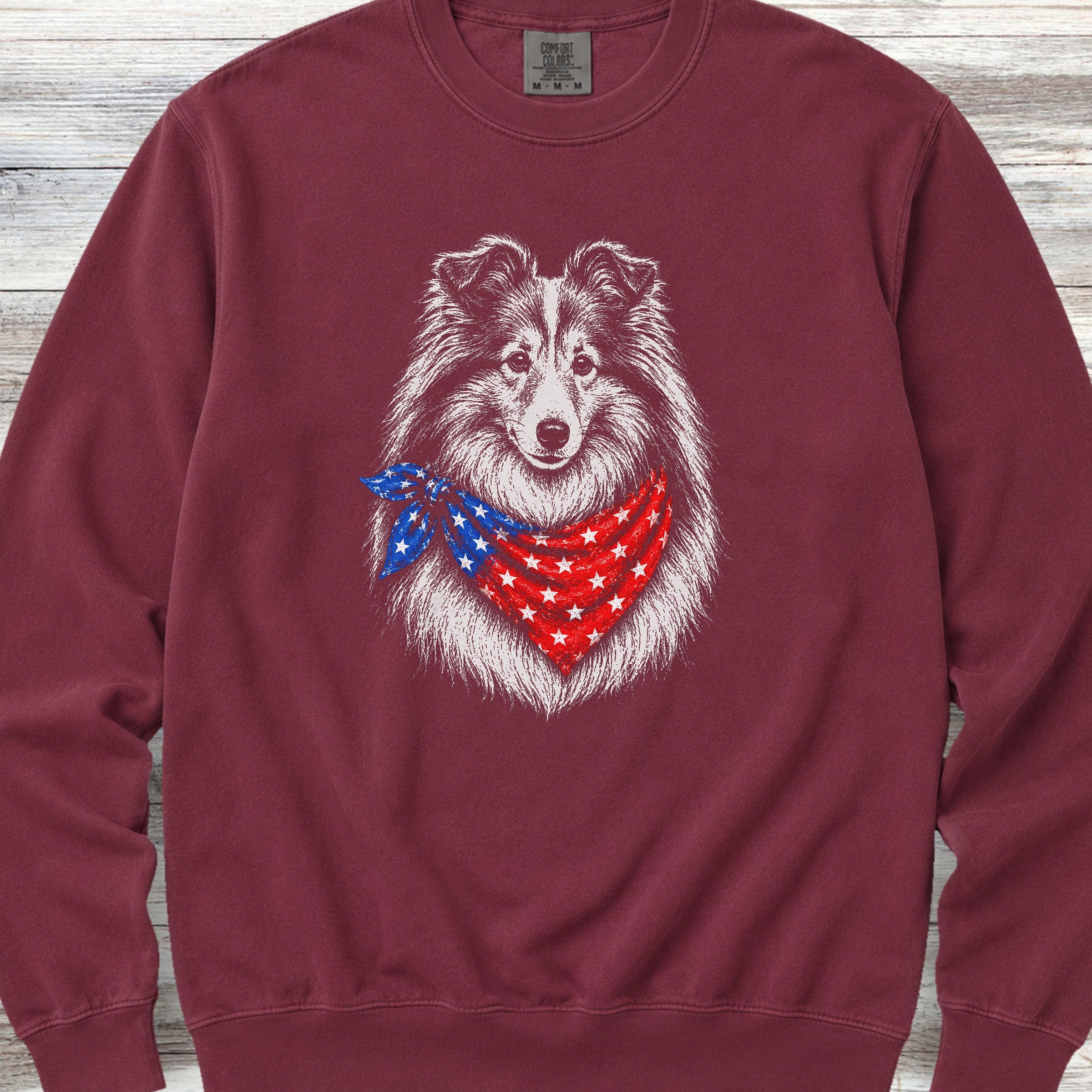Shetland Sheepdog USA Sweatshirt - Crimson