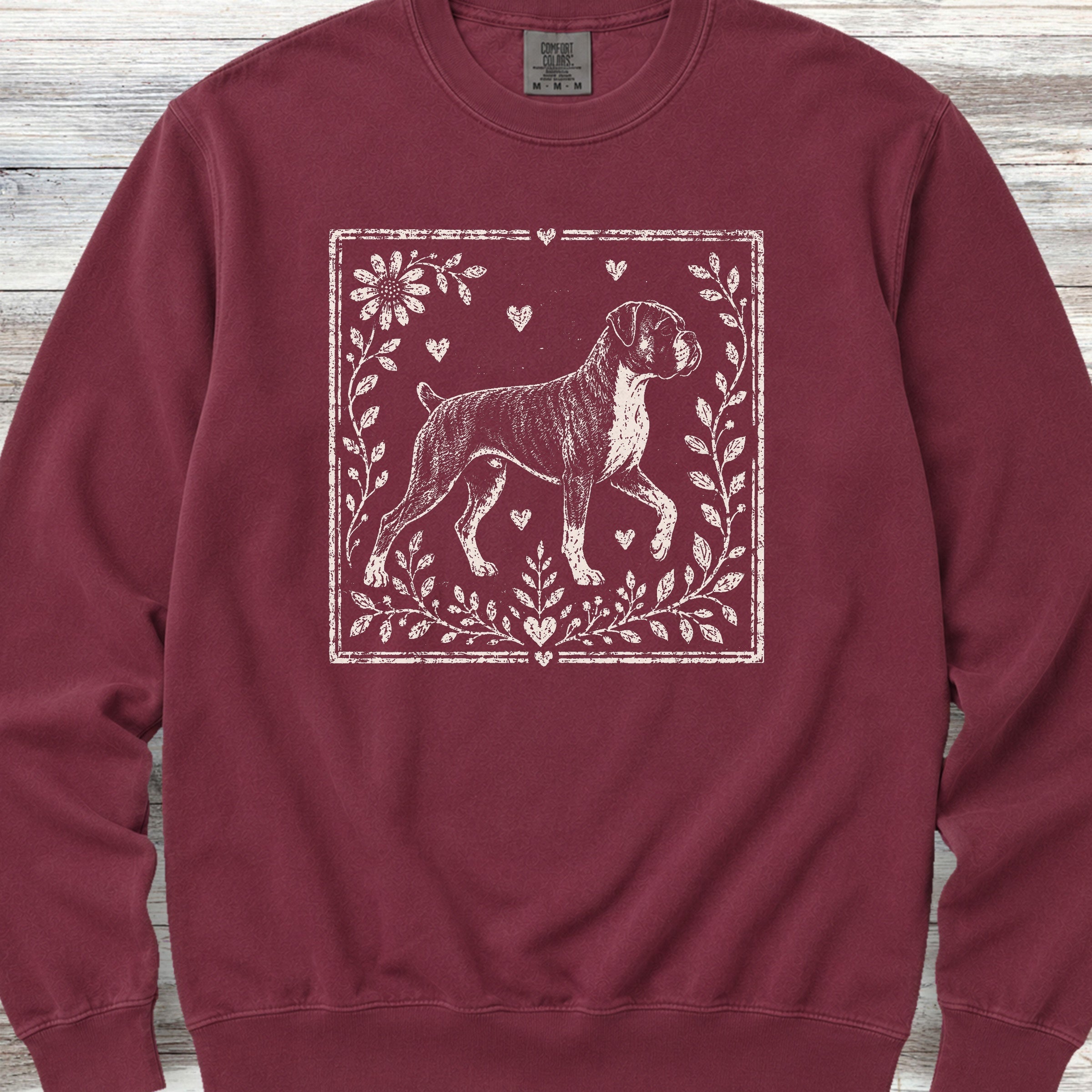 Boxer Linocut Sweatshirt - Crimson