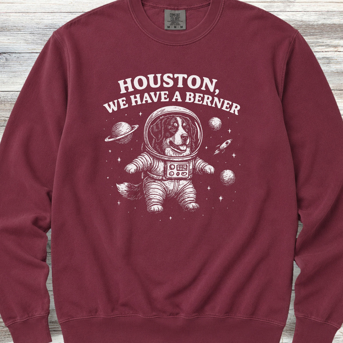 Bernese Mountain Dog Astronaut Sweatshirt - Crimson