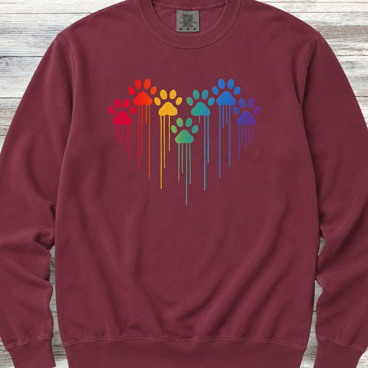 Rainbow Heart Prints Sweatshirt - Crimson