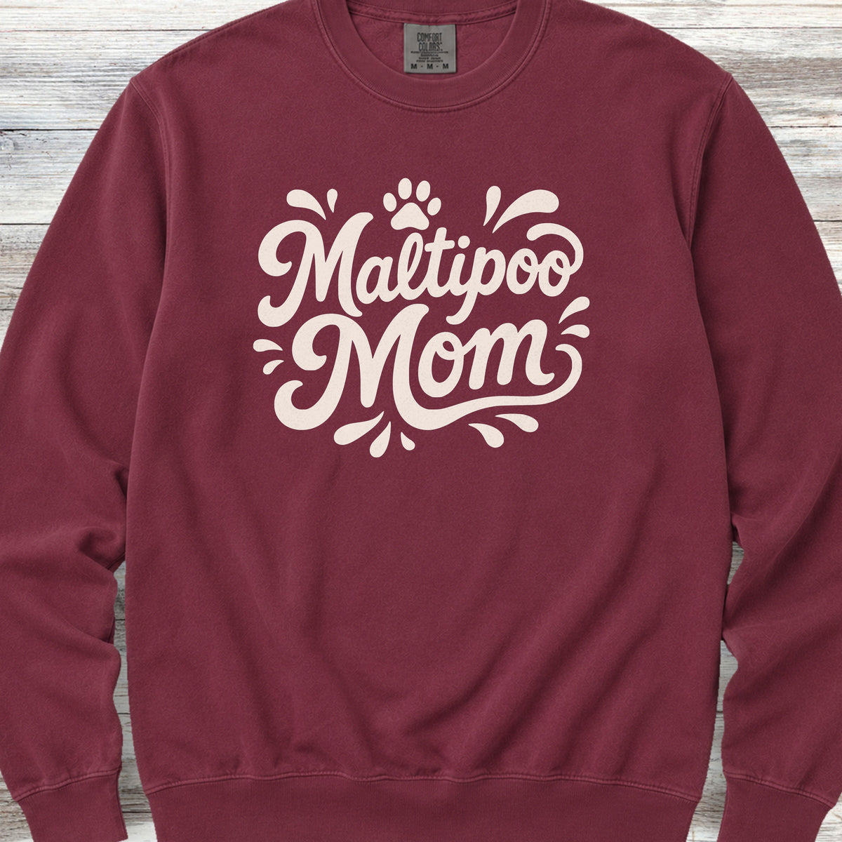Maltipoo Groovy Mom Sweatshirt - Crimson