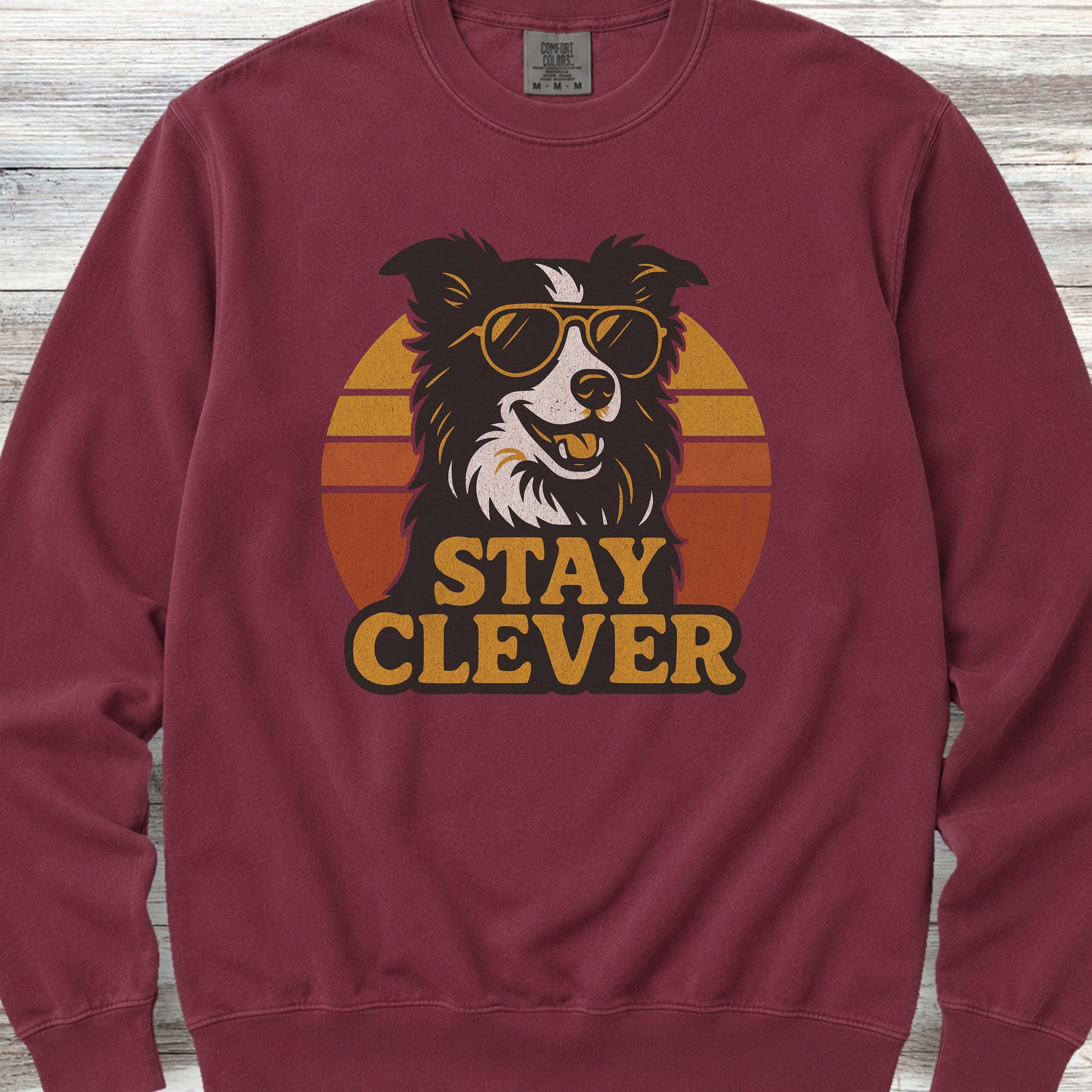 Border Collie Stay Clever Sweatshirt - Crimson