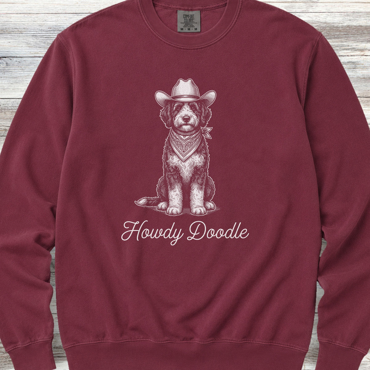 Bernedoodle Howdy Doodle Sweatshirt - Crimson