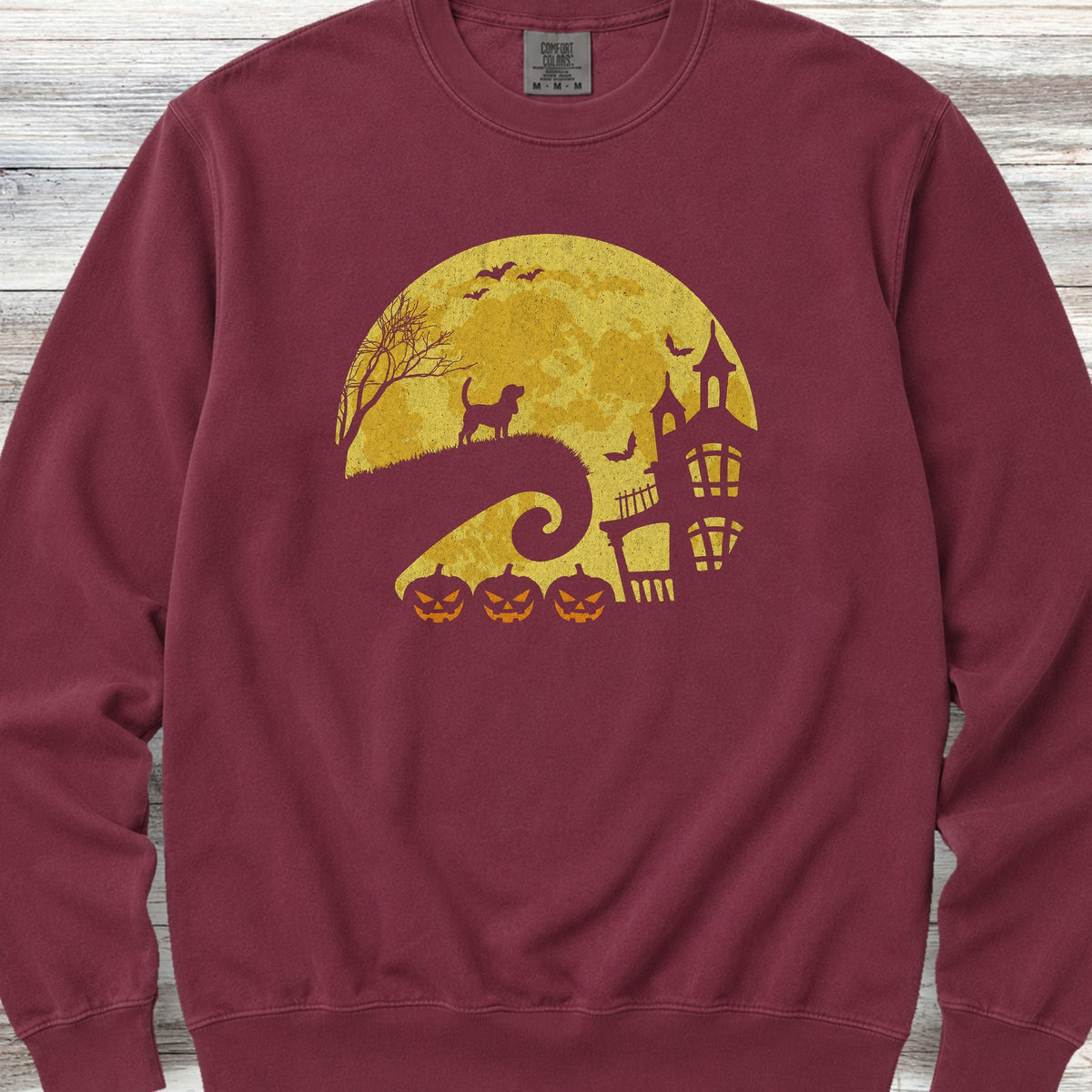Beagle Halloween Moon Sweatshirt - Crimson