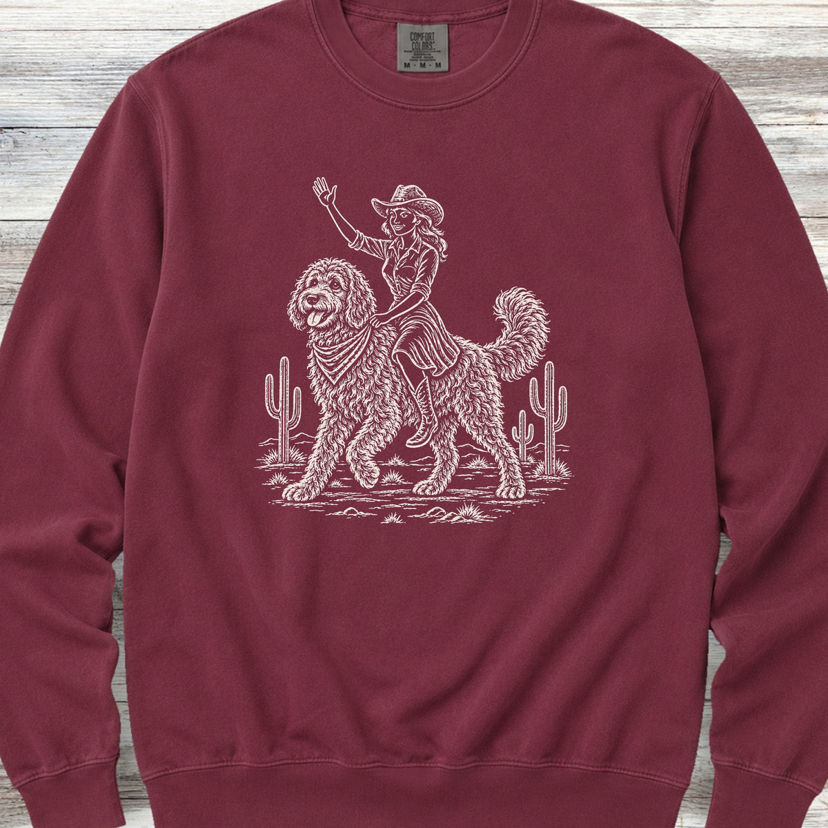 Doodle Cowgirl Sweatshirt - Crimson