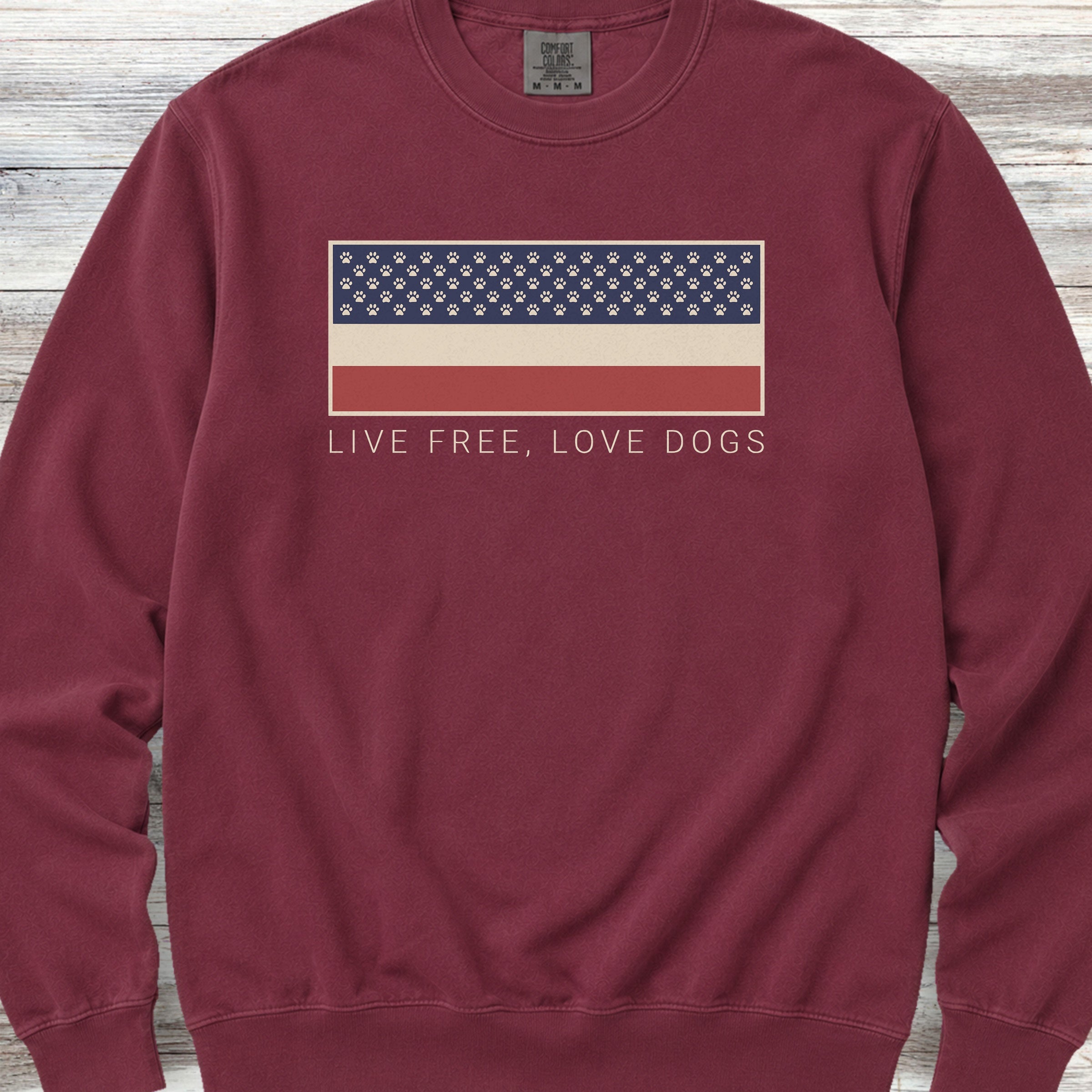 Live Free Love Dogs Sweatshirt - Crimson