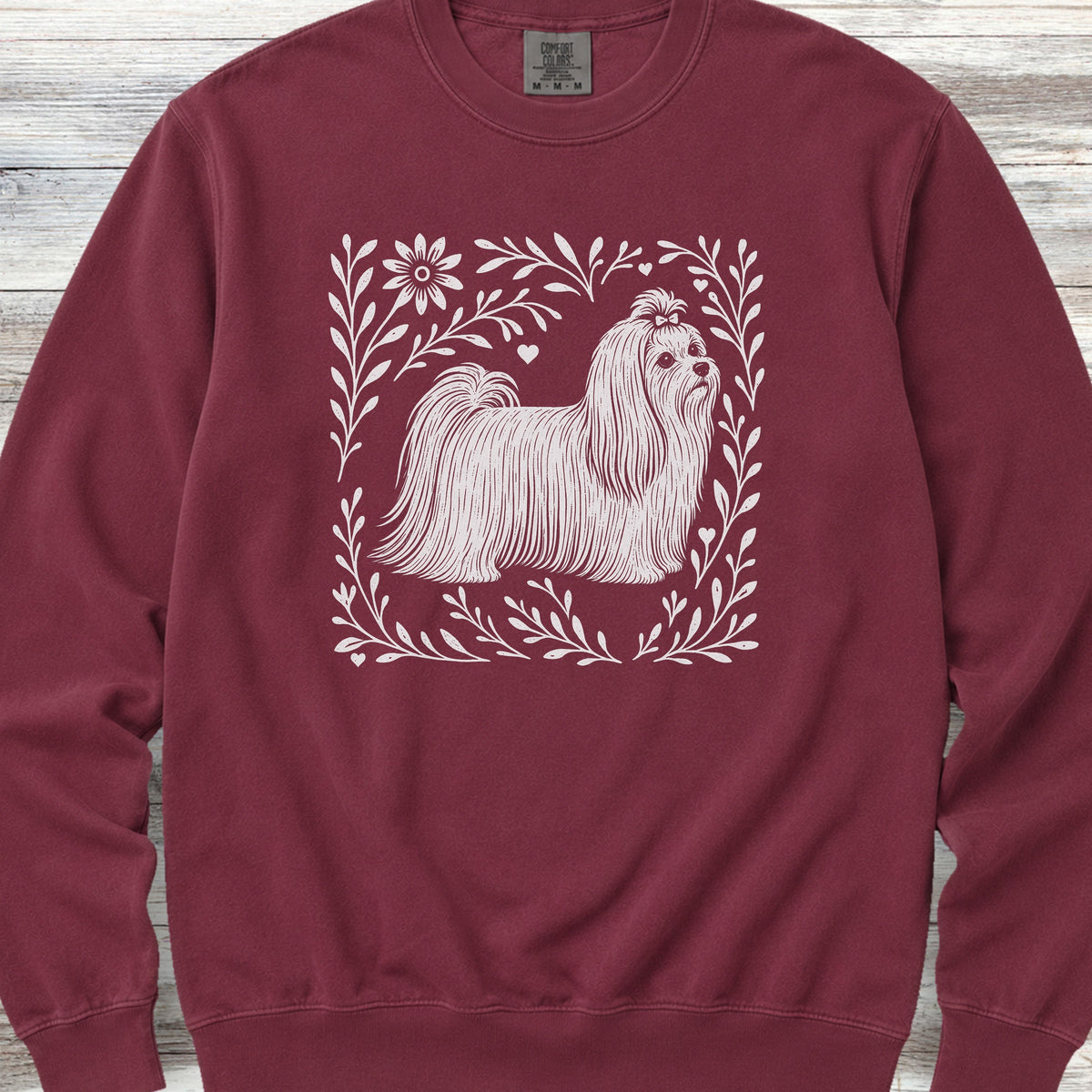 Maltese Linocut Sweatshirt - Crimson