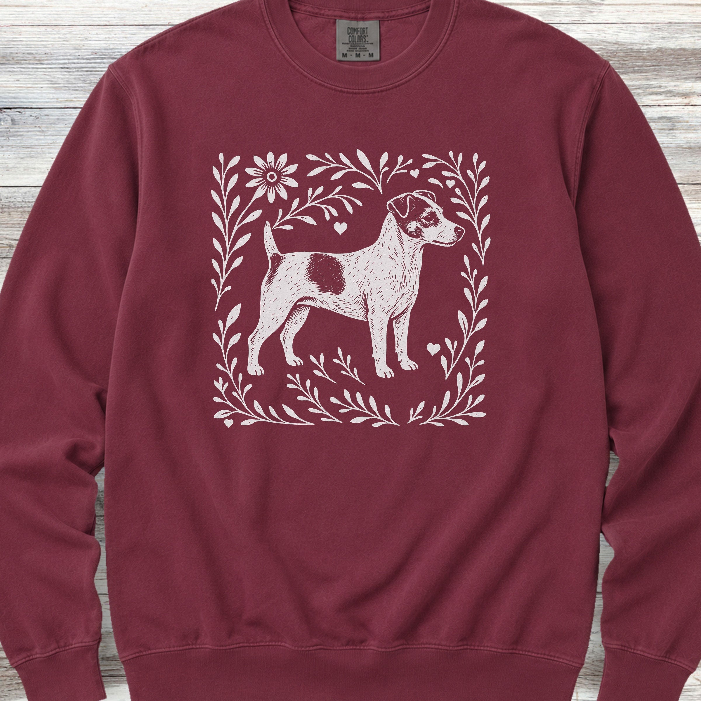 Jack Russell Linocut Sweatshirt - Crimson