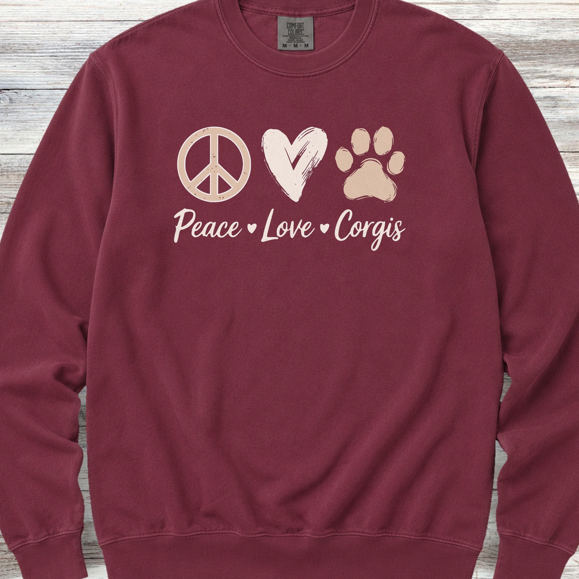 Corgi Peace Sweatshirt - Crimson