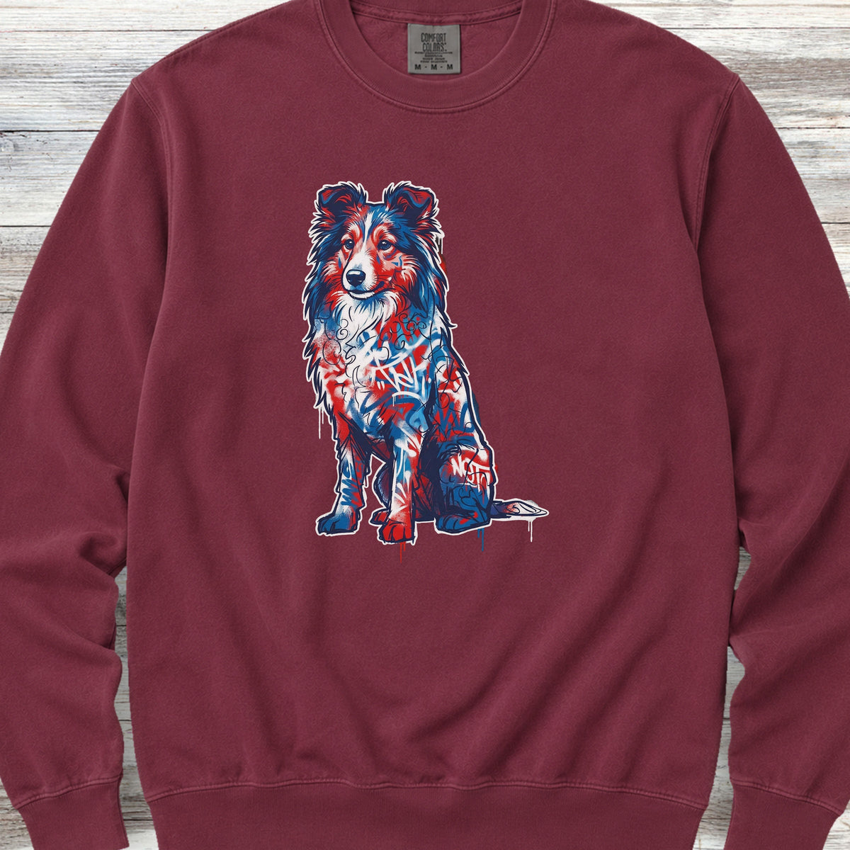 Shetland Sheepdog American Grafitti Sweatshirt - Crimson