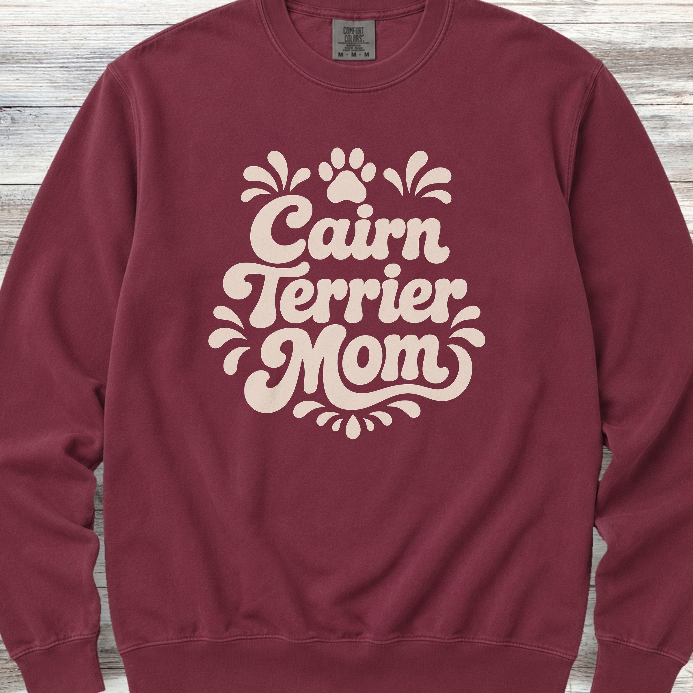 Cairn Terrier Groovy Mom Sweatshirt - Crimson