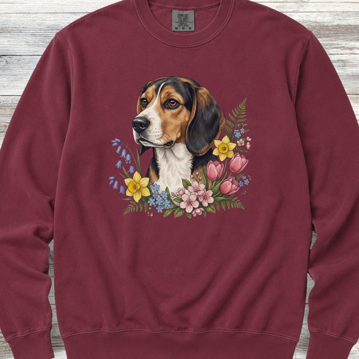 Beagle Spring Portrait Sweatshirt - Crimson