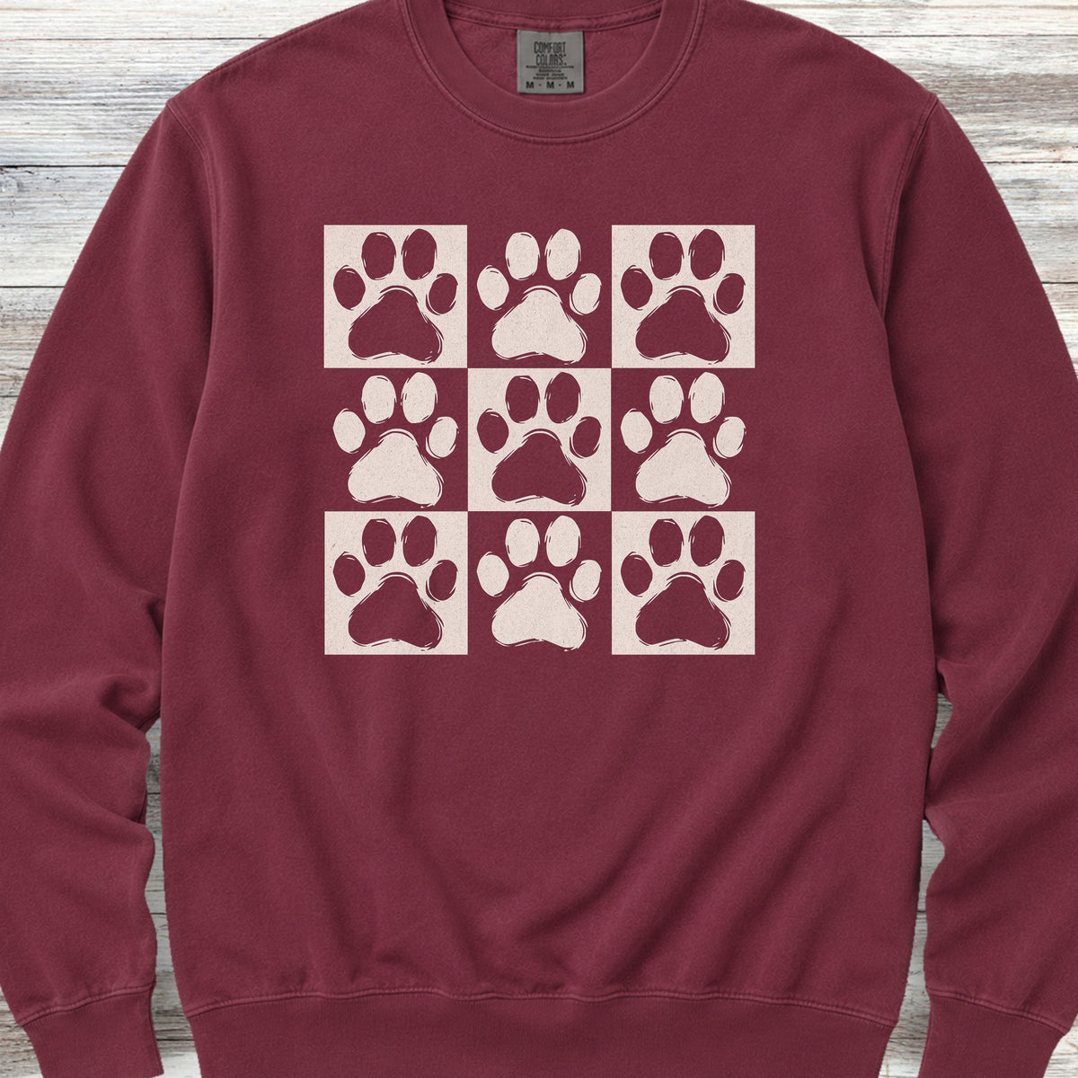 Paw Prints Sweatshirt - Crimson