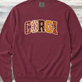 Corgi Fall Faux Patchwork Sweatshirt - Crimson
