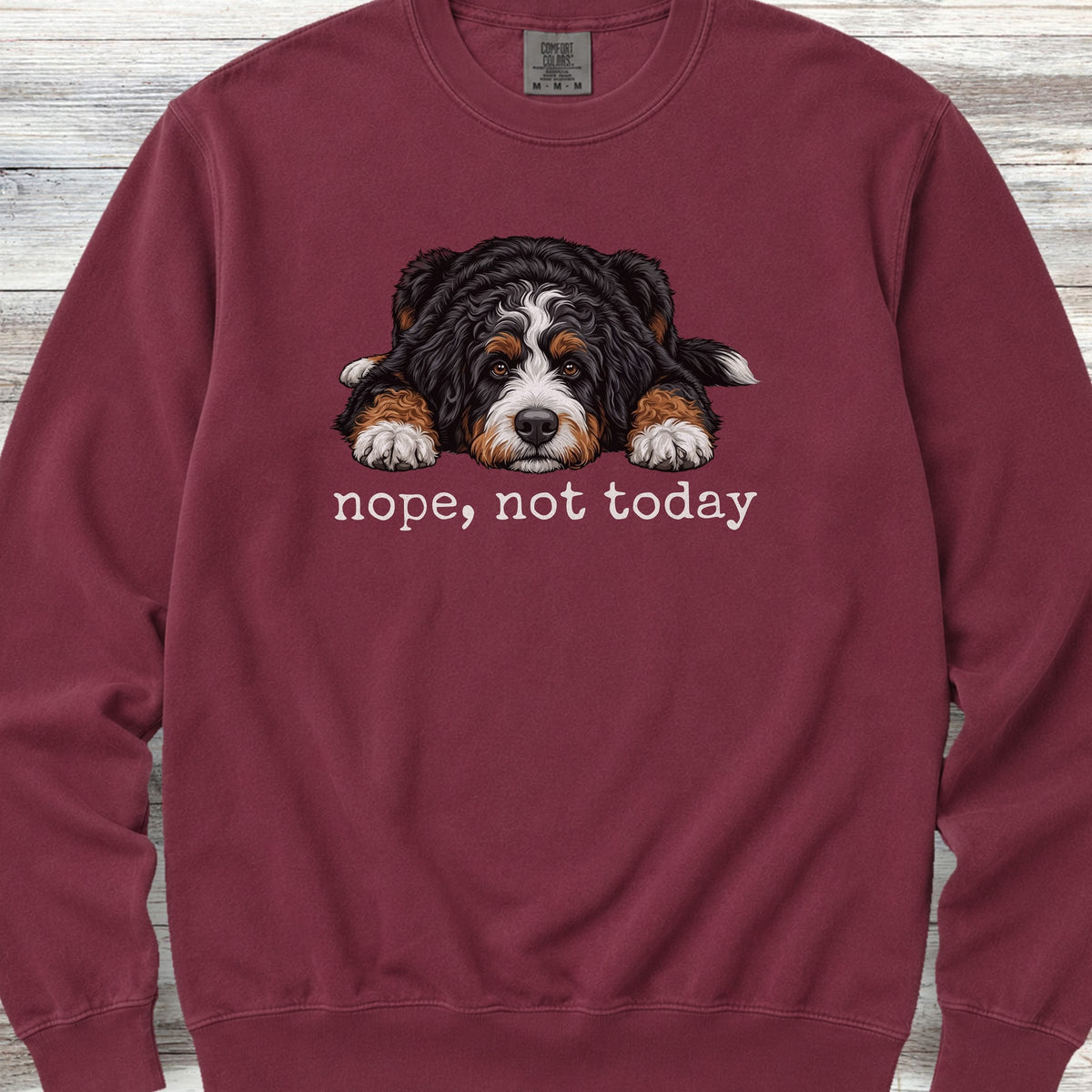 Bernedoodle Nope Sweatshirt - Crimson