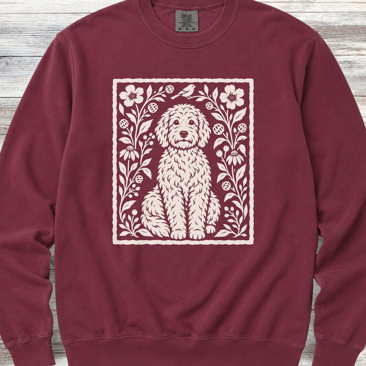 Doodle Folk Art Floral Sweatshirt - Crimson