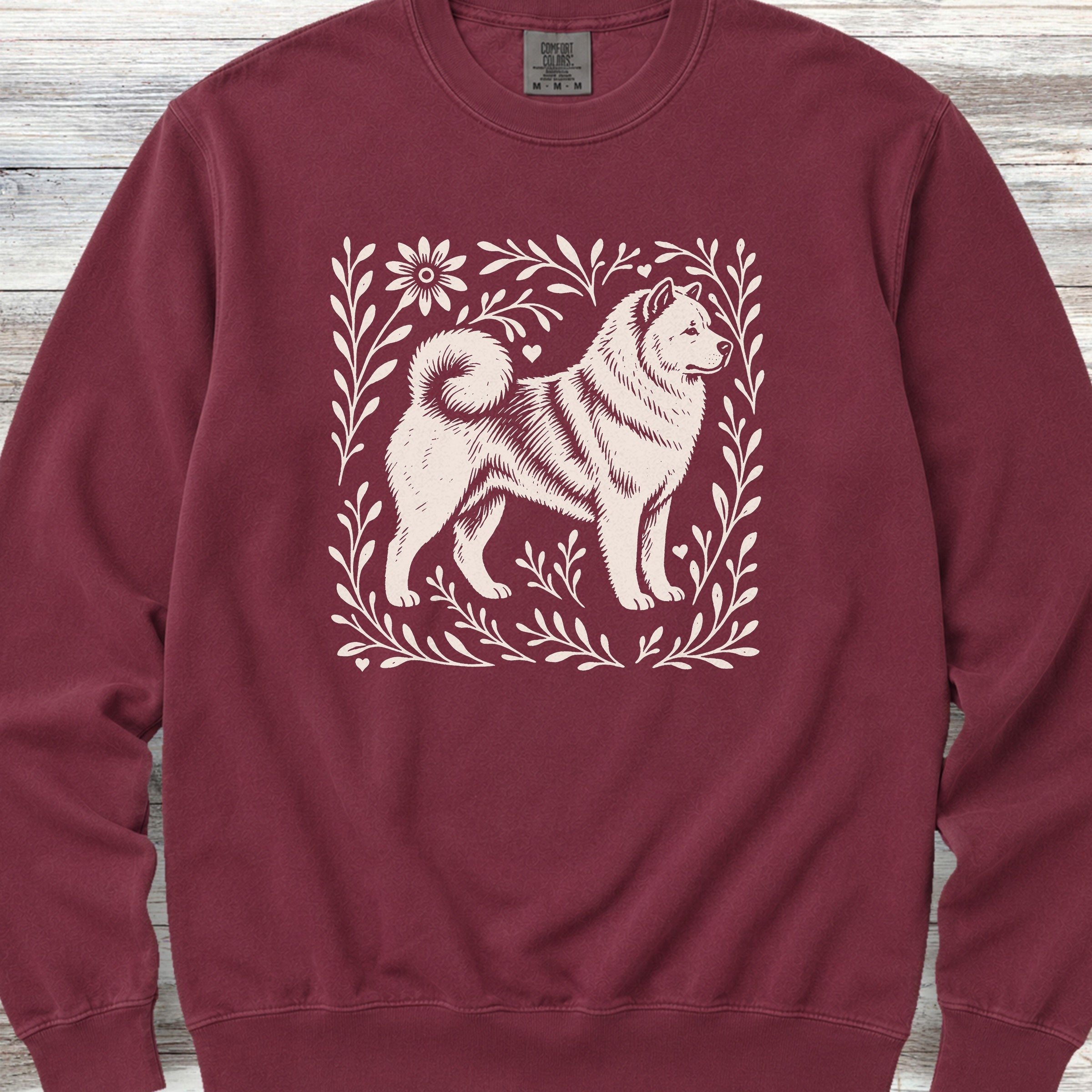 Akita Linocut Sweatshirt - Crimson