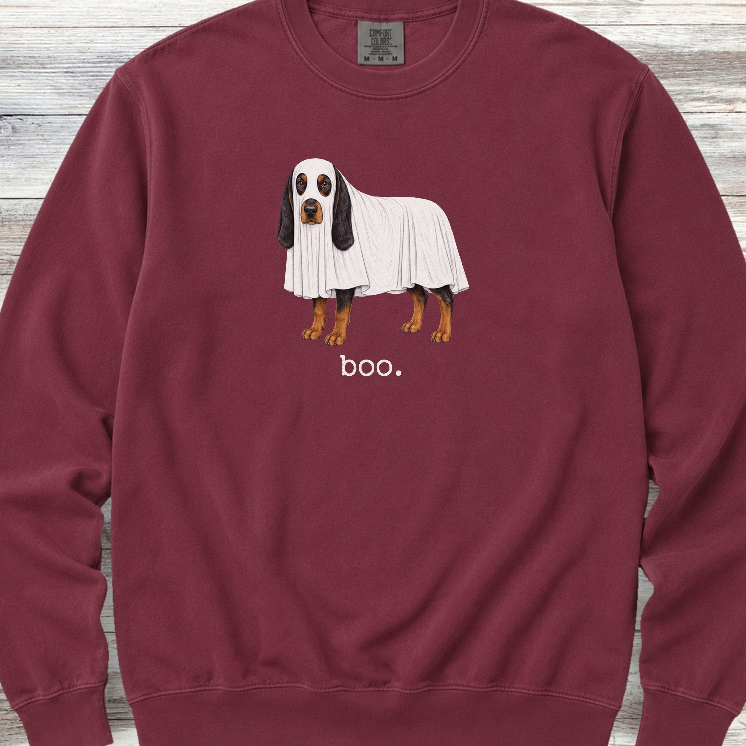 Black and Tan Coonhound Boo Sweatshirt - Crimson