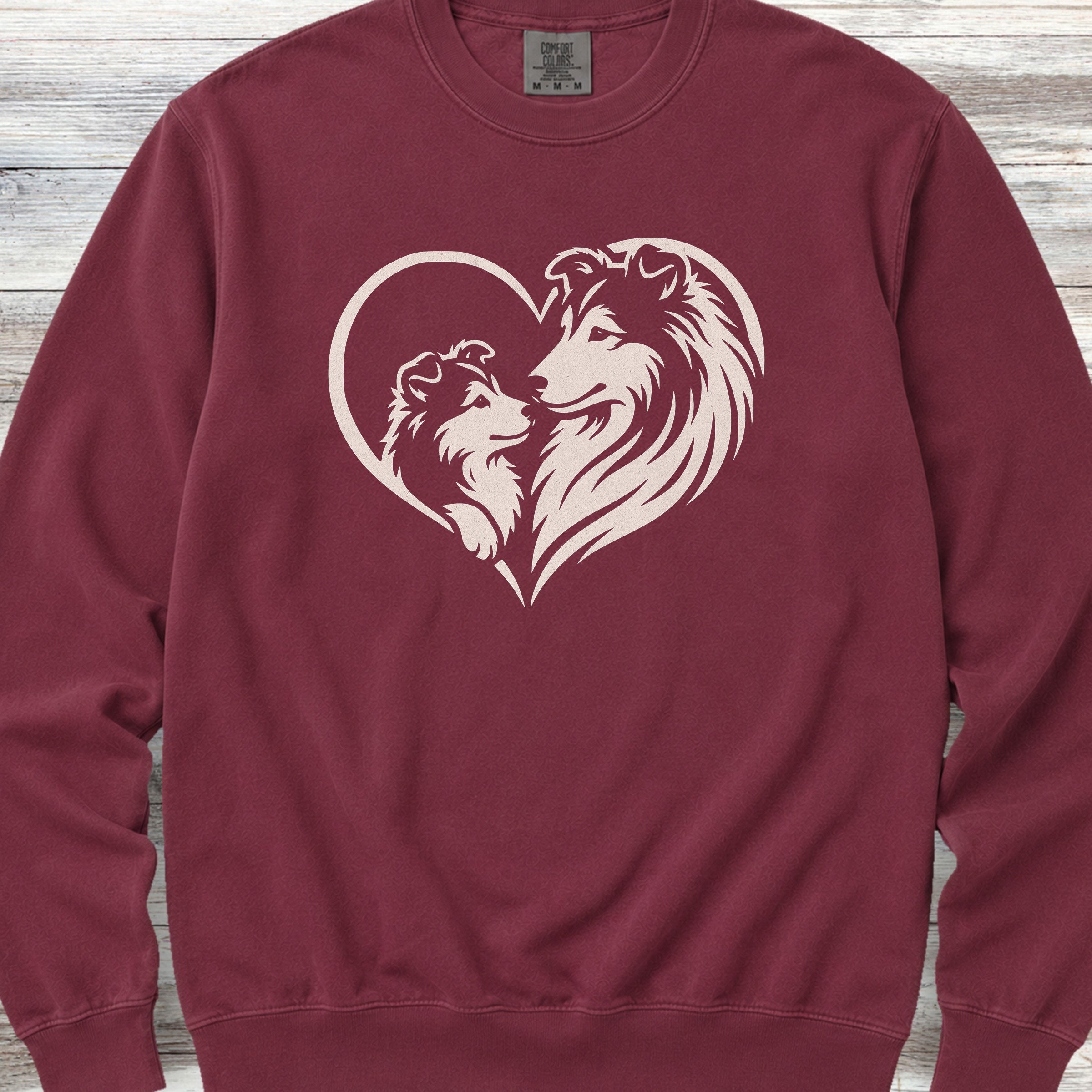 Shetland Sheepdog Heart Bond Sweatshirt - Crimson