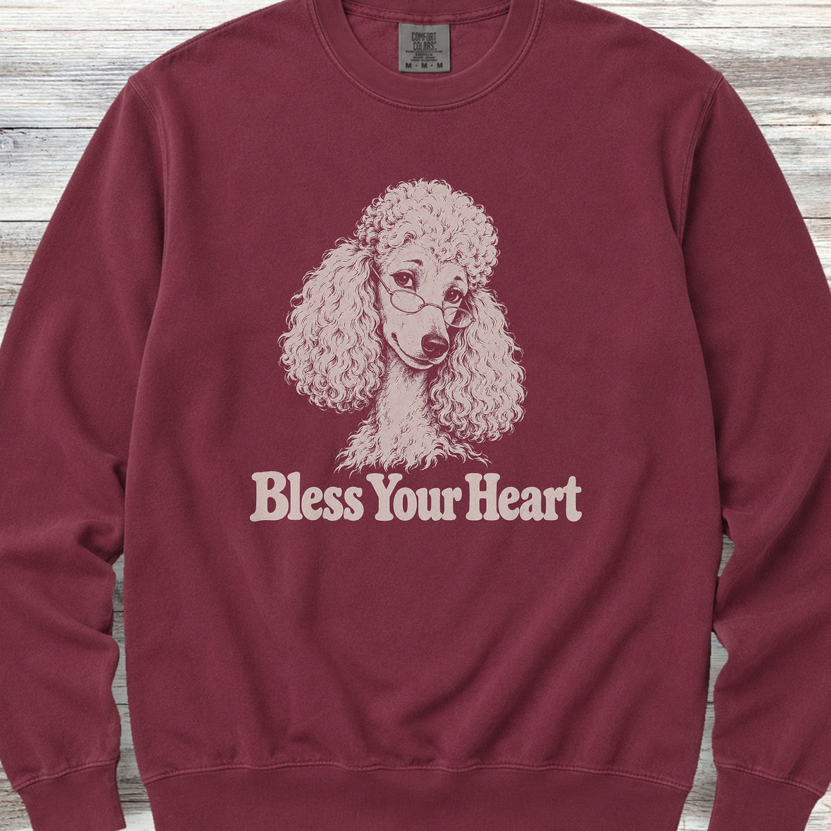 Poodle Light Bless Your Heart Sweatshirt - Crimson