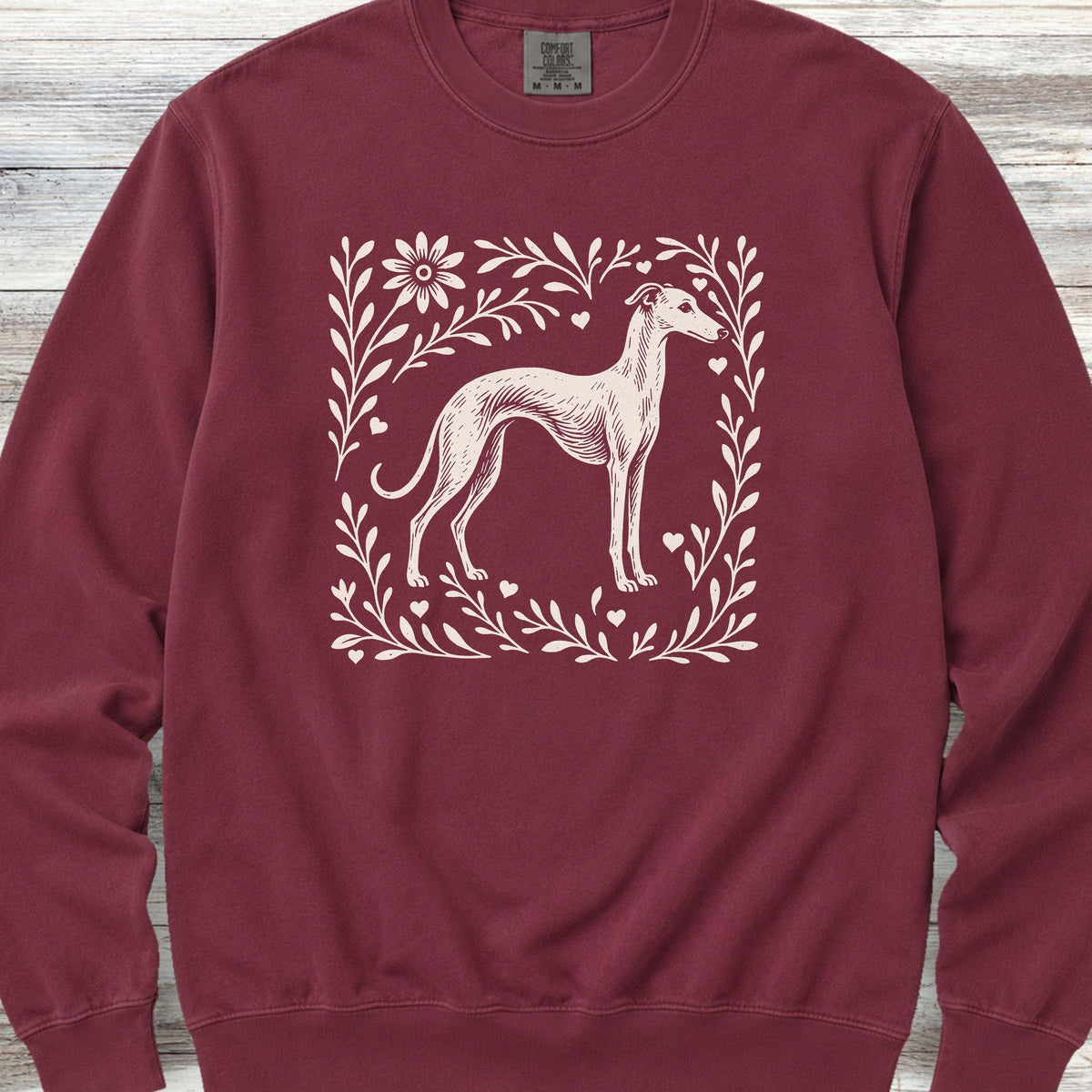 Whippet Linocut Sweatshirt - Crimson