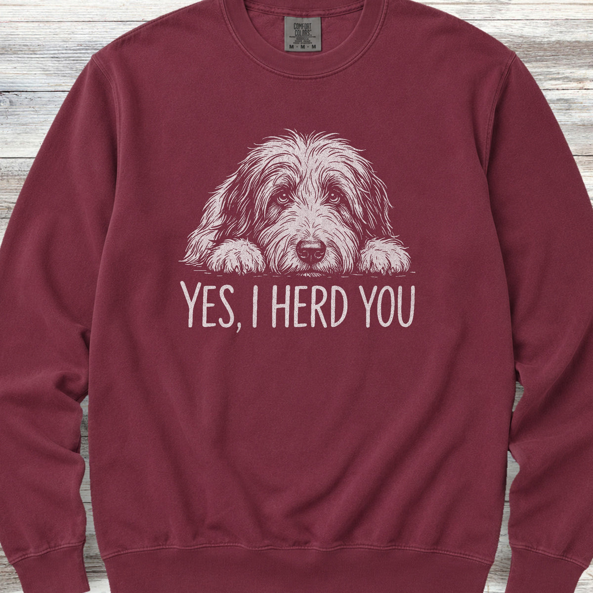 Bearded Collie Herd You Sweatshirt - Crimson