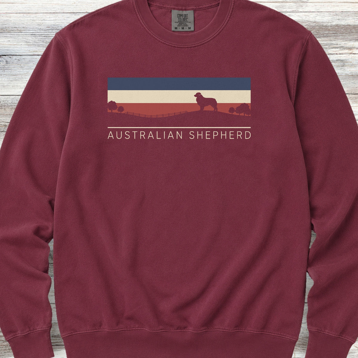 Australian Shepherd USA Sunset Sweatshirt - Crimson