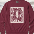 Bernedoodle Folk Art Floral Sweatshirt - Crimson