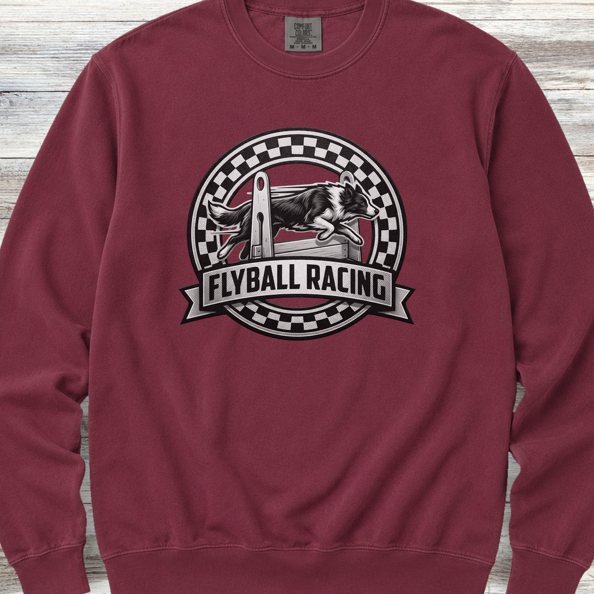 Border Collie Flyball Racing Sweatshirt - Crimson