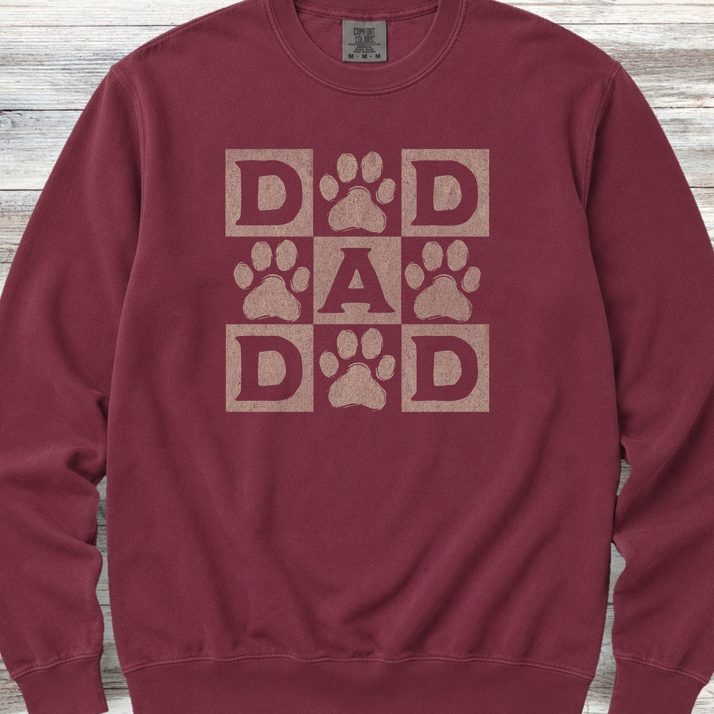 Paw Print Dad Sweatshirt - Crimson