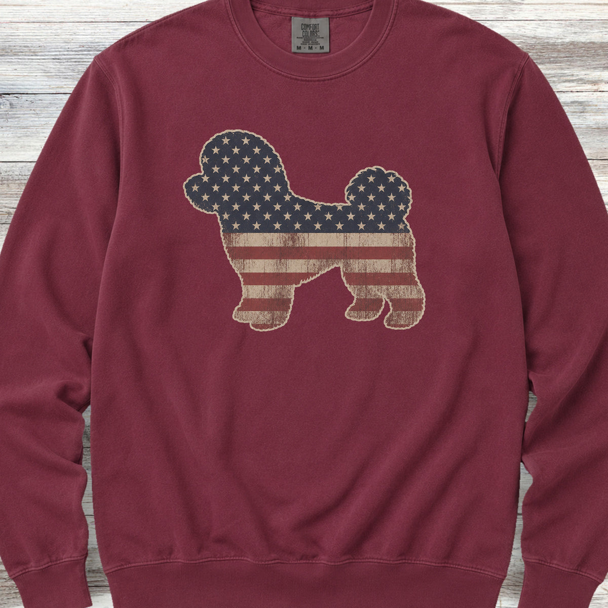 Bichon Frise Vintage USA Sweatshirt - Crimson