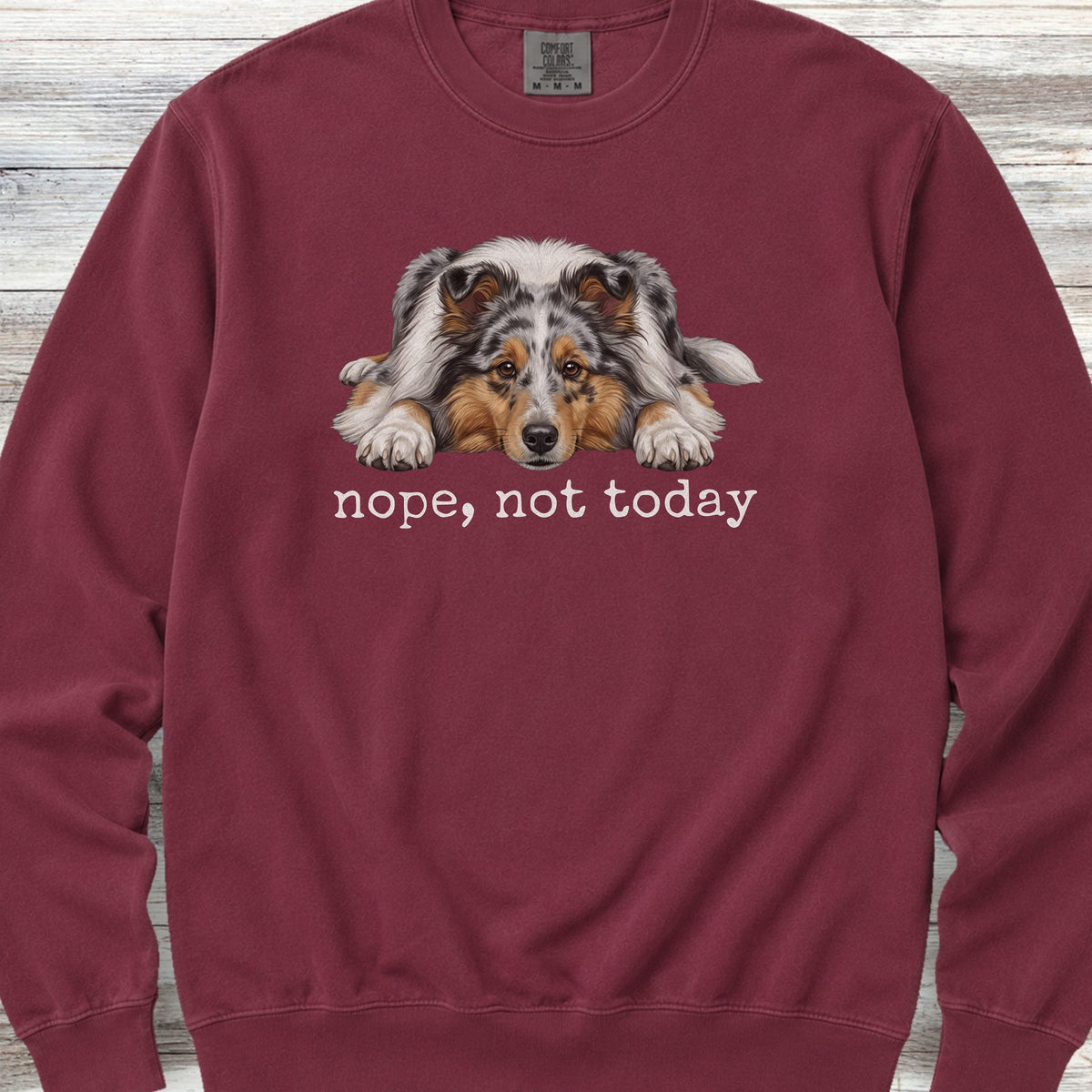 Shetland Sheepdog Blue Merle Nope Sweatshirt - Crimson