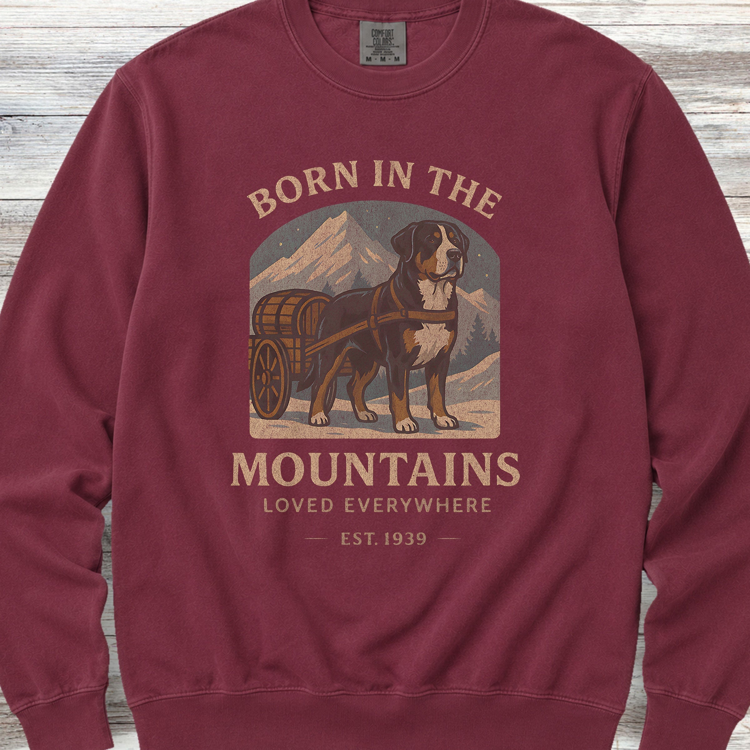 Swiss Mountain Dog Born Sweatshirt - Crimson