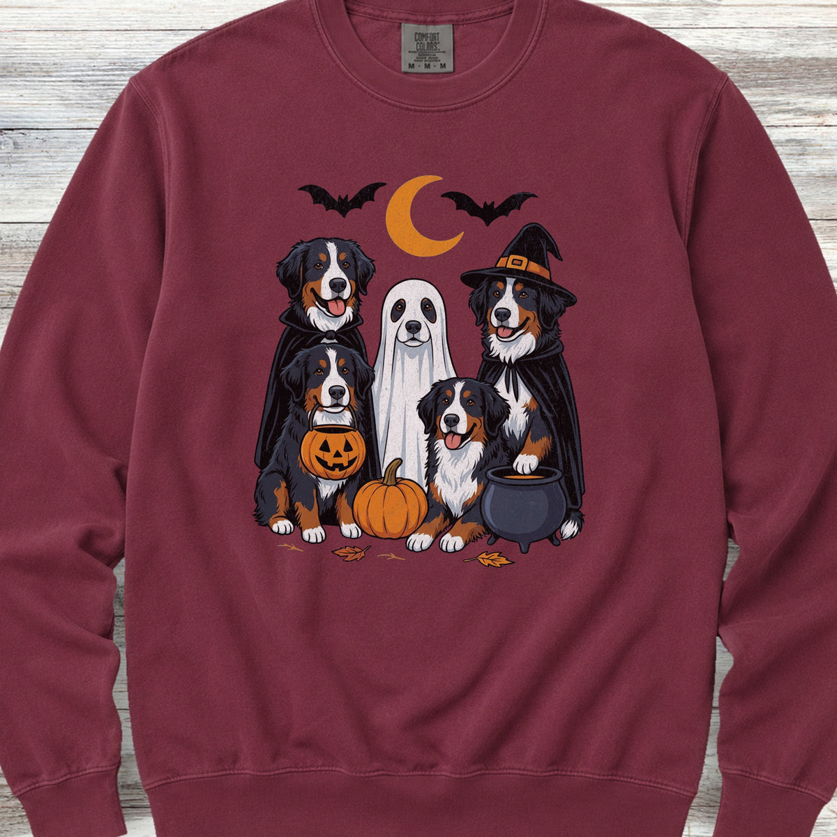 Bernese Mountain Dog Halloween Sweatshirt - Crimson