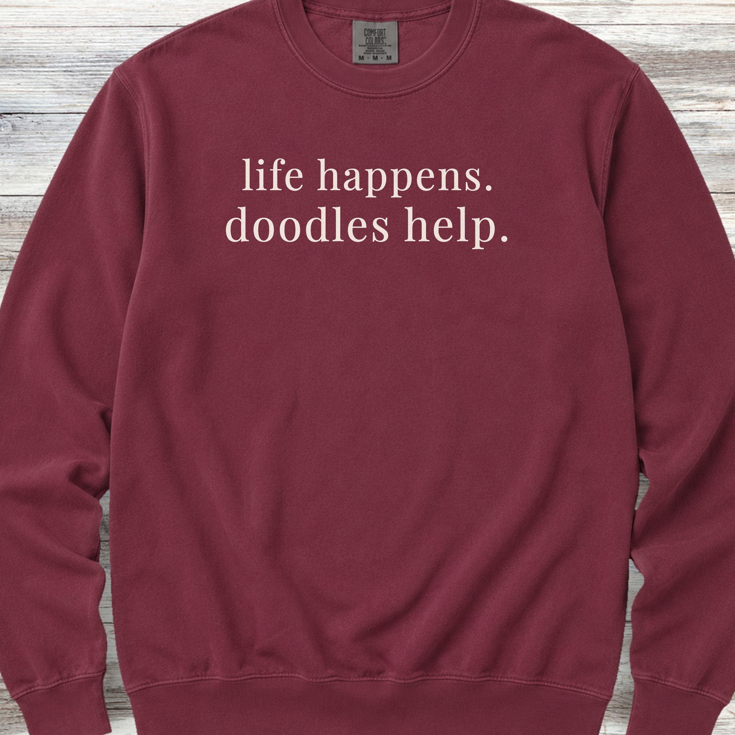 Doodle Help Sweatshirt - Crimson