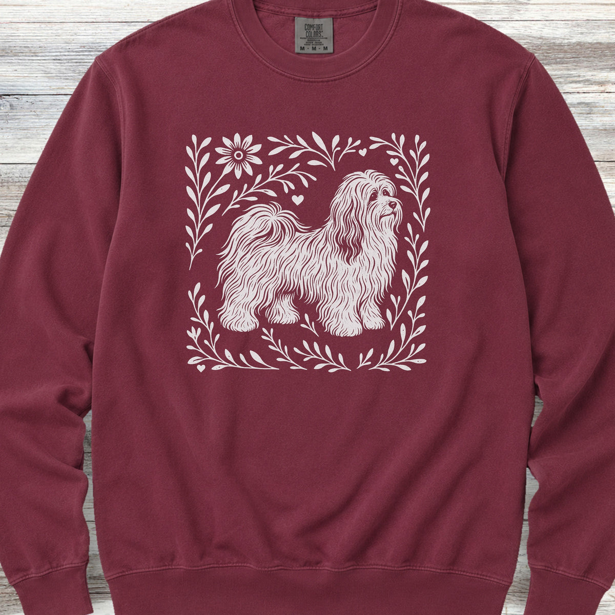 Havanese Linocut Sweatshirt - Crimson