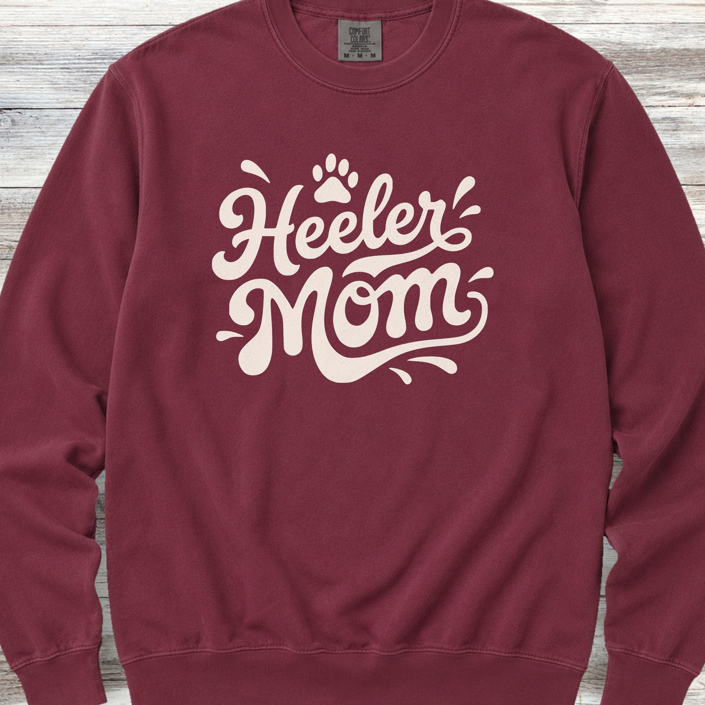 Australian Cattle Dog Groovy Heeler Mom Sweatshirt - Crimson