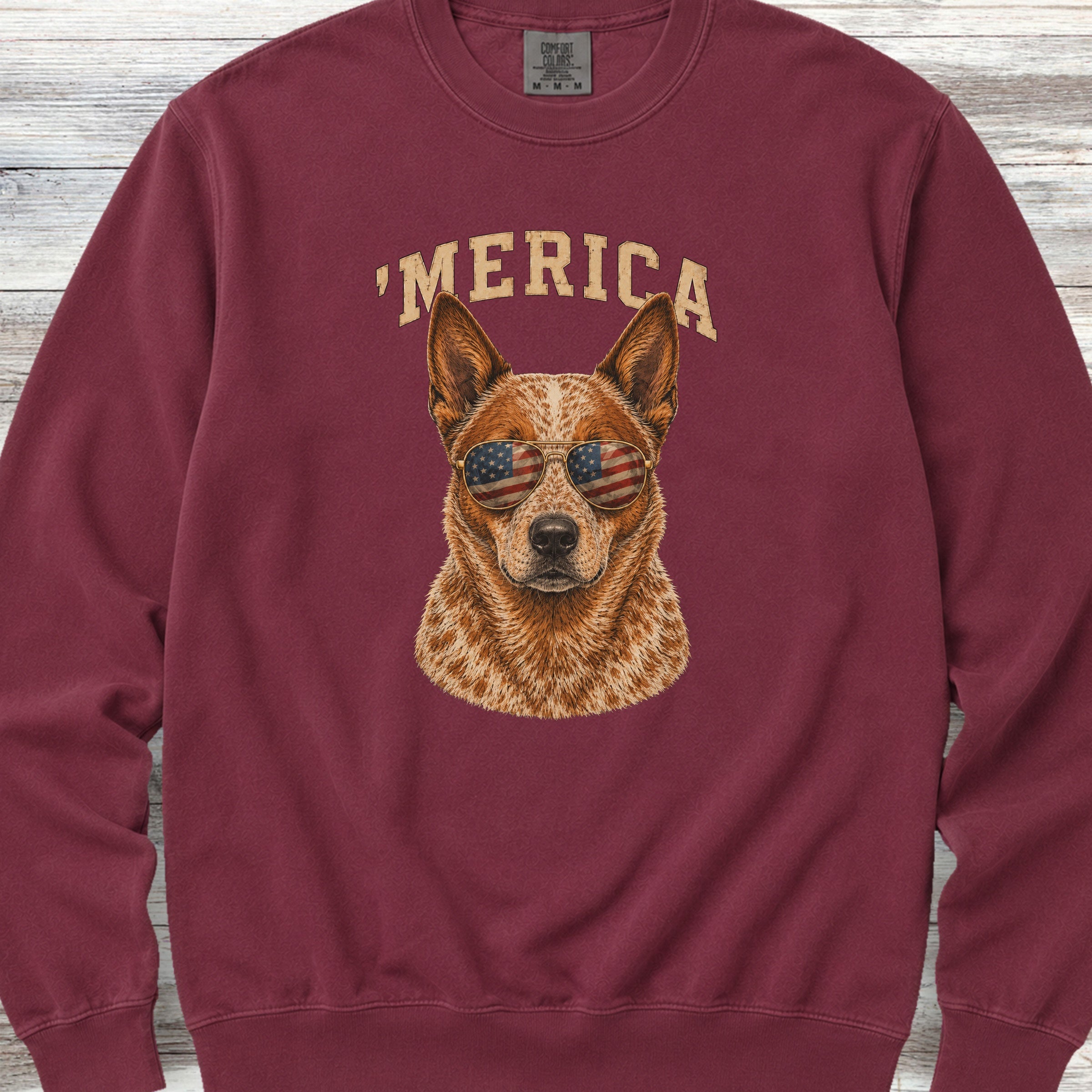 Australian Cattle Dog Red 'Merica Sweatshirt - Crimson
