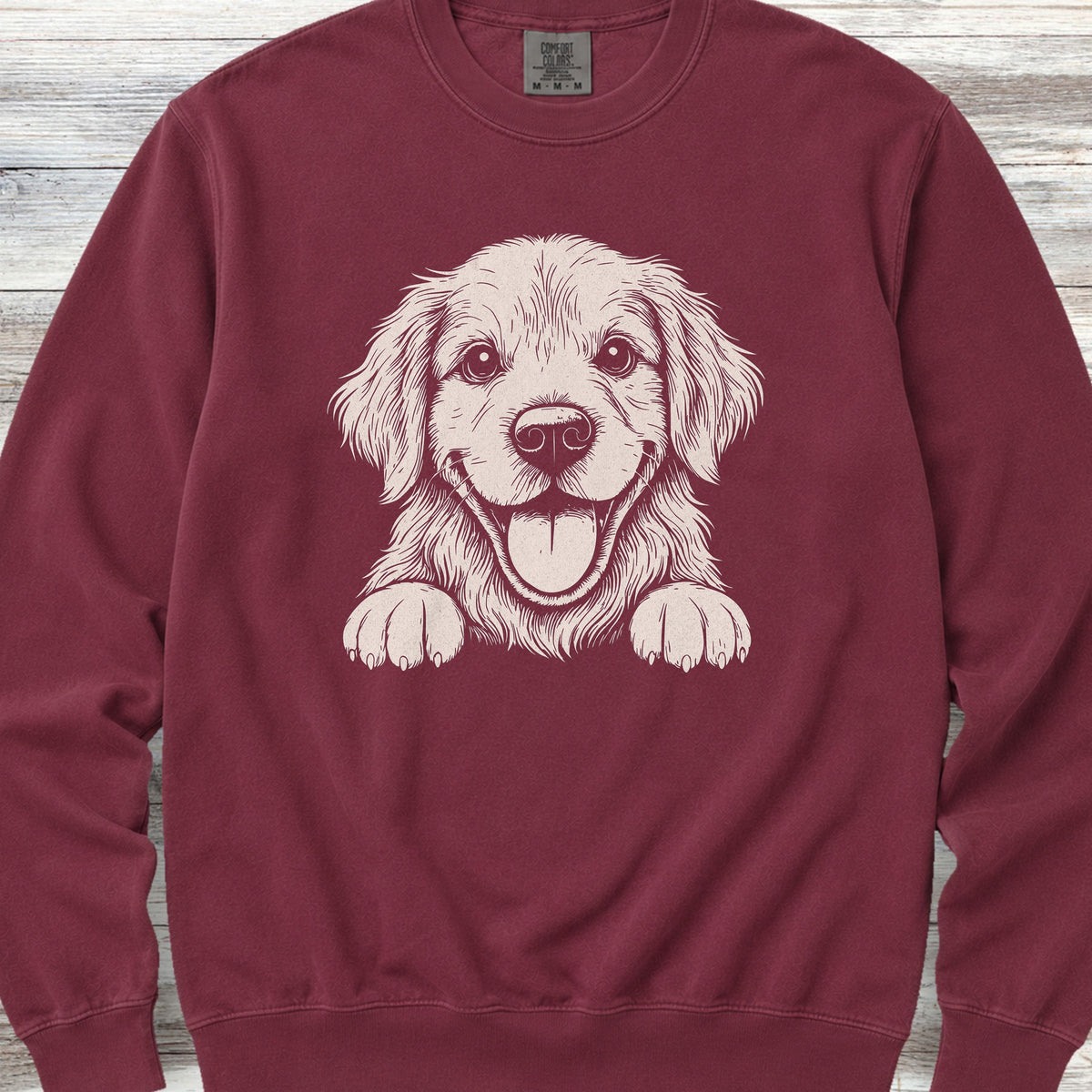 Golden Retriever Hello Sweatshirt - Crimson