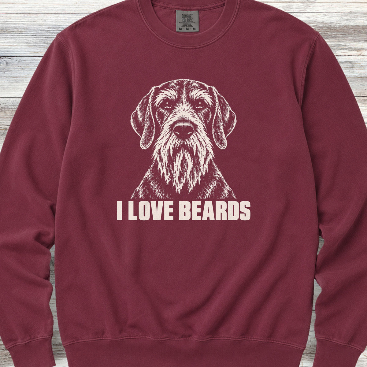German Wirehaired Pointer I Love Beards Sweatshirt - Crimson